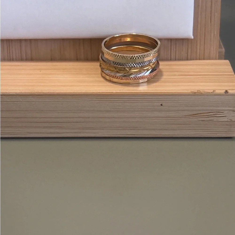 7 Rings Curated Stacking Set - Textured, Minimalist, Modern Rings, GP Sterling - Picture 5 of 7